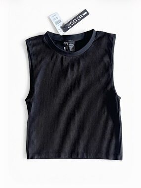 Design Lab Pleated Mock Neck Compression Tank M/L